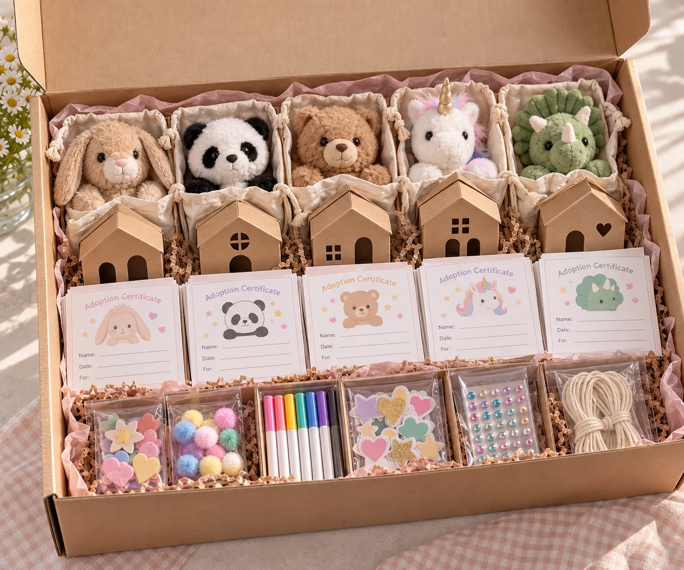 Open Adopt-a-Pal Creative Event Kit prepared for five guests