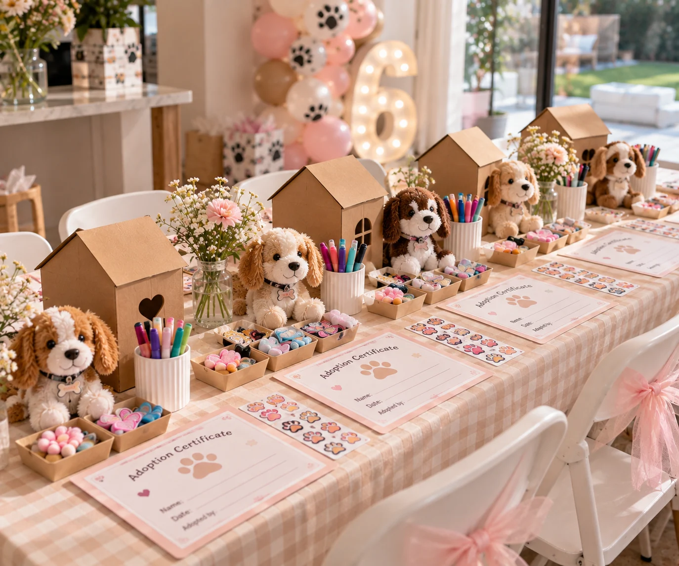 Adopt-a-Pal creative station set up for a birthday celebration